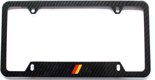 Bayern Motor Werks Carbon Fiber License Plate Frame with German Flag emblem (2-pak)