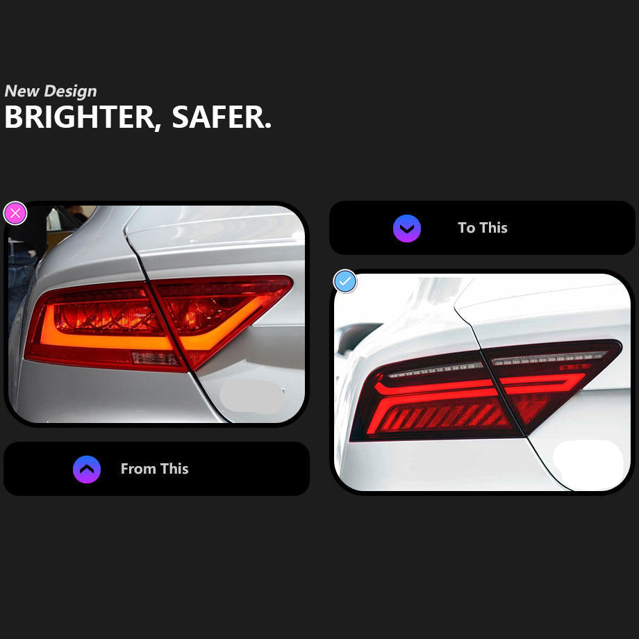 RS7 Style LED Taillamp Dynamic Signal Taillight with Animation fits Audi A7 S7 2011-2018