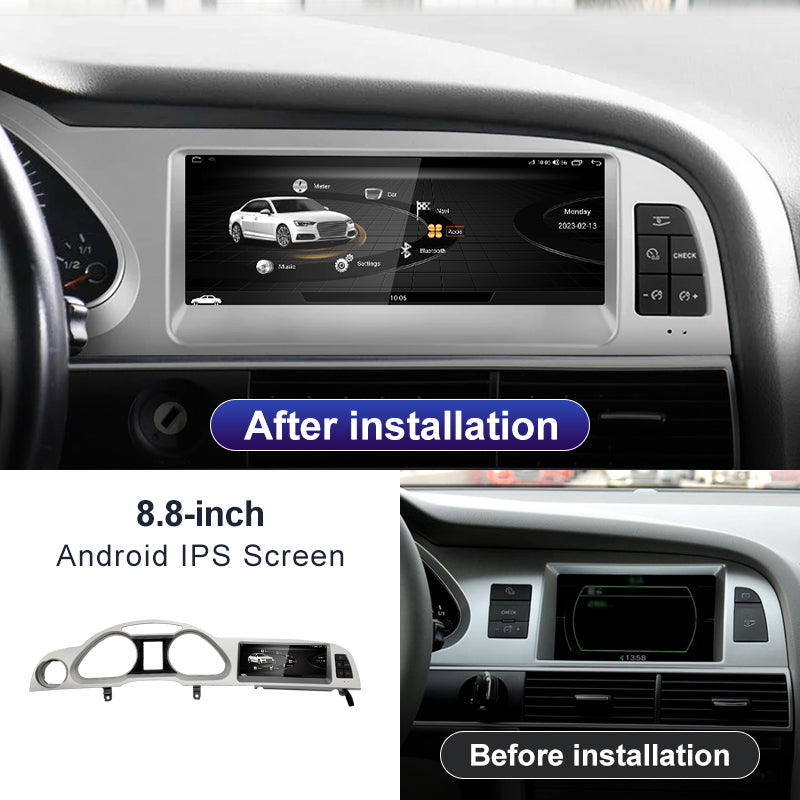 Upgrade Multimedia 8.8" Touchscreen compatible with Audi A6 C6 2005-2011 with 8-Core Android14 Wireless CarPlay GPS & Navigation