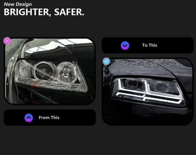 Upgrade A6 S6 C6 2005-2011 Dynamic LED Headlight with Sequential Turn Signals