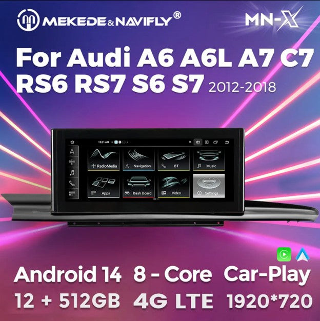MNX 12.5" Upgrade Touchscreen for Audi A6 S6 A7 S7 C7 C7.5 2012-2018 with Android 11